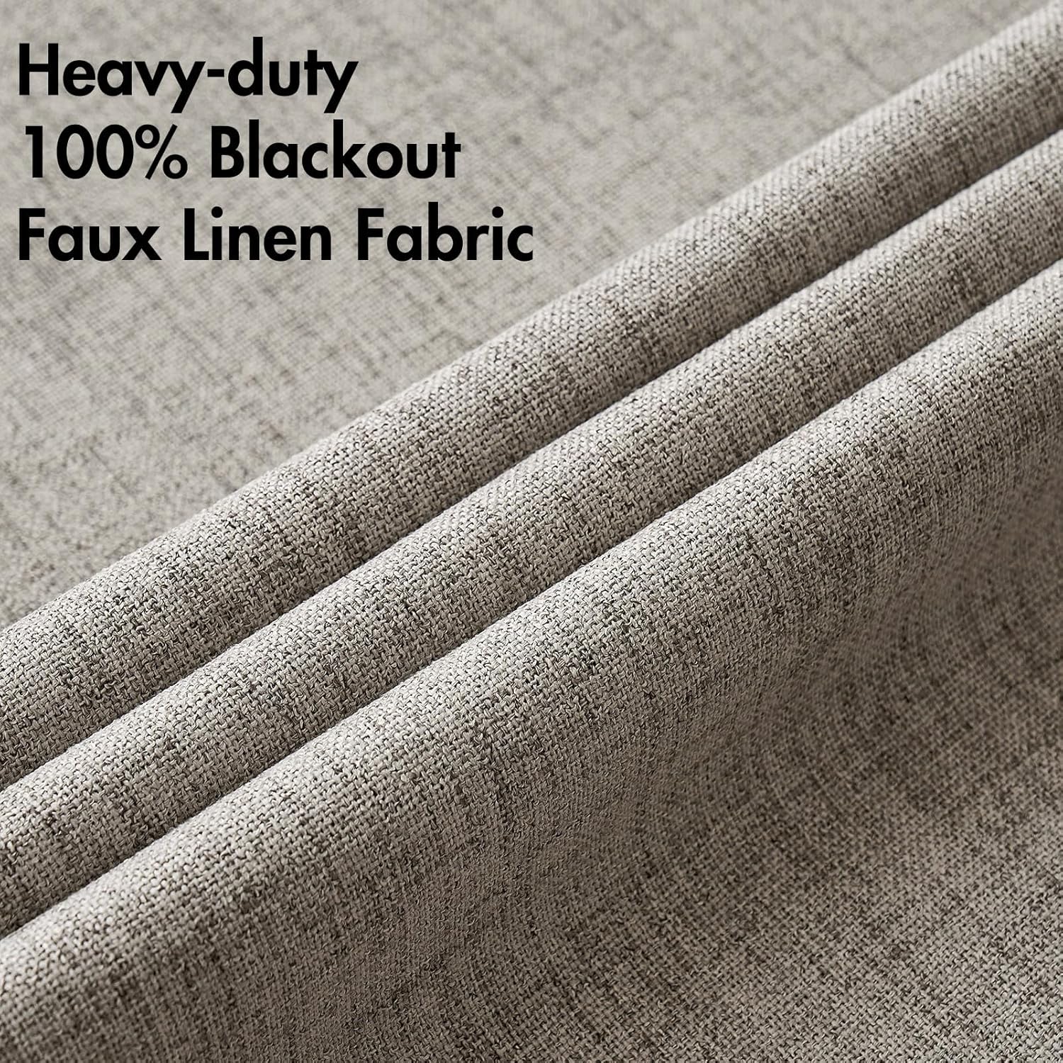 MIULEE Linen Curtains - 100% Blackout Thermal Insulated Drapes | Greige, 52x90 Inches (2 Panels)