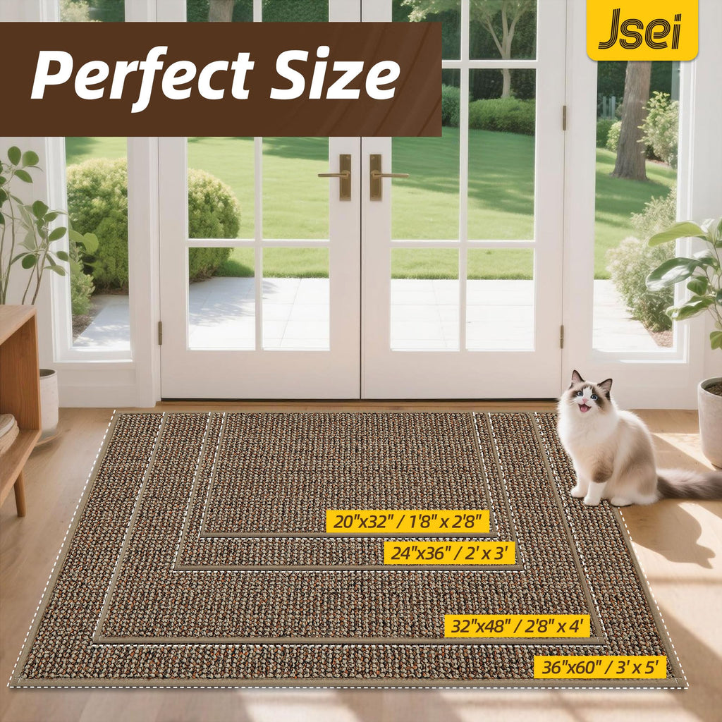 JSEI Dirt Trapper Door Mat 24"x36" Non-Slip Washable Entrance Mat, Dog Doormats, Absorbent & Fade-Resistant Floor Mats, Low Profile Welcome Mats for Entryway, Front Door, and Inside Entrance, Taupe