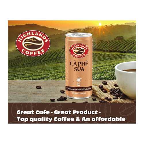 Highlands Coffee CÀ PHÊ SỮA Vietnamese Coffee with Condensed Milk│7.9 oz Can (6/12/24 Count) Bundle Pack│No.1 Vietnamese Coffee│Super-Smooth Premium Quality Iced Milk Coffee with Saltation Thank You Card (Pack of 24)