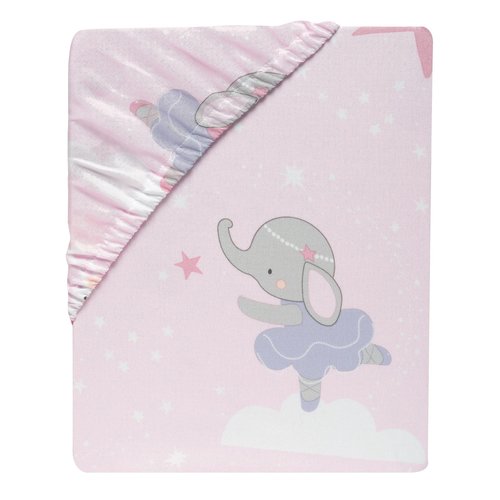 Bedtime Originals Tiny Dancer Polyester Fitted Crib Sheet - Pink, Animals, Celestial