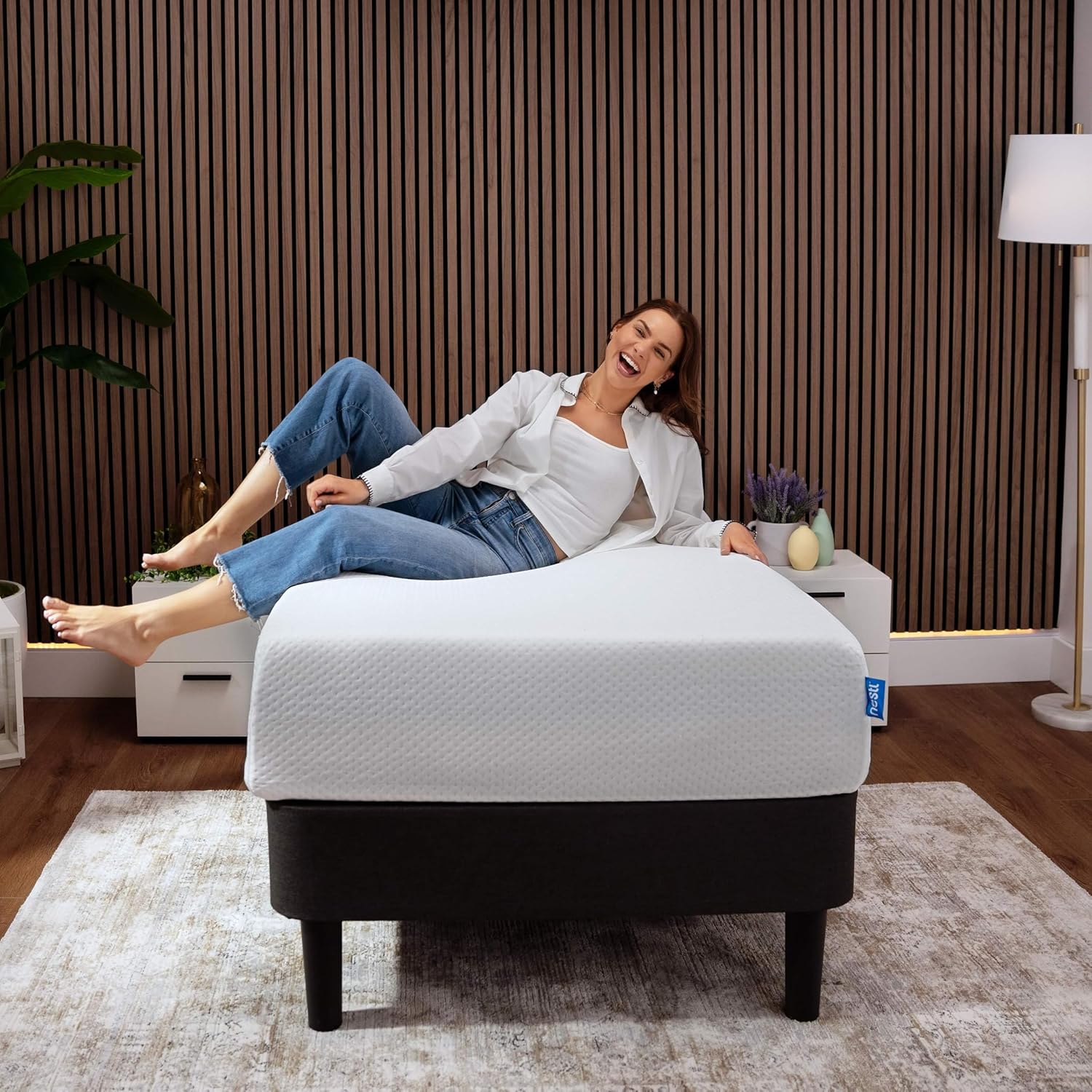 Nestl Green Tea Twin Mattress - 8 Inch Cooling Graphite Memory Foam for Kids | Fiberglass-Free Support