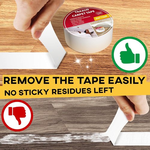 Carpet Tape Double Sided by [Brand Name] - Heavy Duty Rug Grippers for Hardwood Floors | 2 Inch x 15 Yards, Residue Free Adhesive