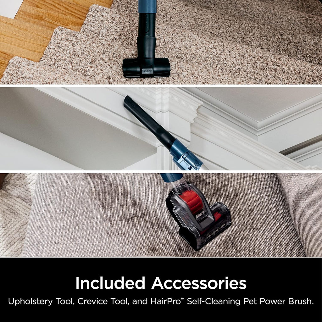 Shark Stratos Upright Vacuum - DuoClean PowerFins & HairPro | Powered Lift-Away, Navy AZ3002