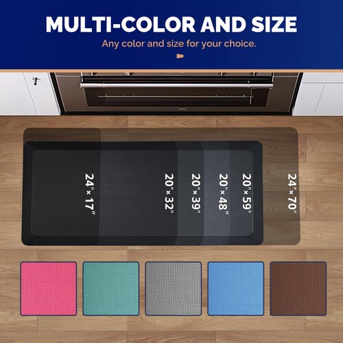 FEATOL Anti Fatigue Mat for Standing, 9/10 Extra Thick Ergonomic Standing Desk Mat, Comfort & Durable Memory Foam Standing Mat at Home,Office All Day (24" x 70", Black, 1PC)