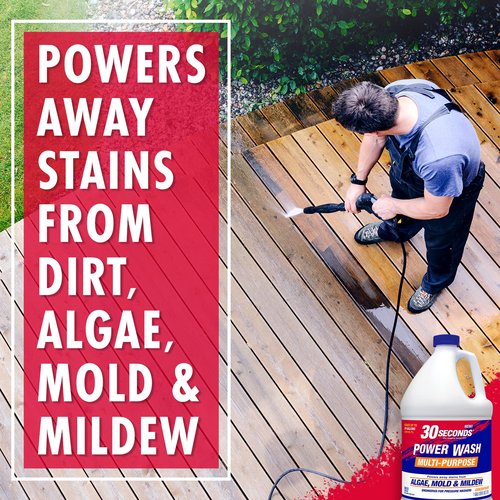 30 SECONDS Pressure Washer Concentrated Cleaner – Power Cleans Stains from Algae, Mold & Mildew, Dirt, Grime – Makes up to 20 Gallons