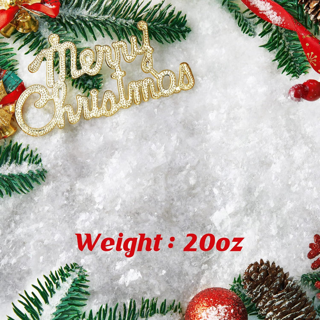 Skiennix Christmas Fake Snow | 20oz White Twinkles Artificial Flake Powder for DIY Crafts & Decorations