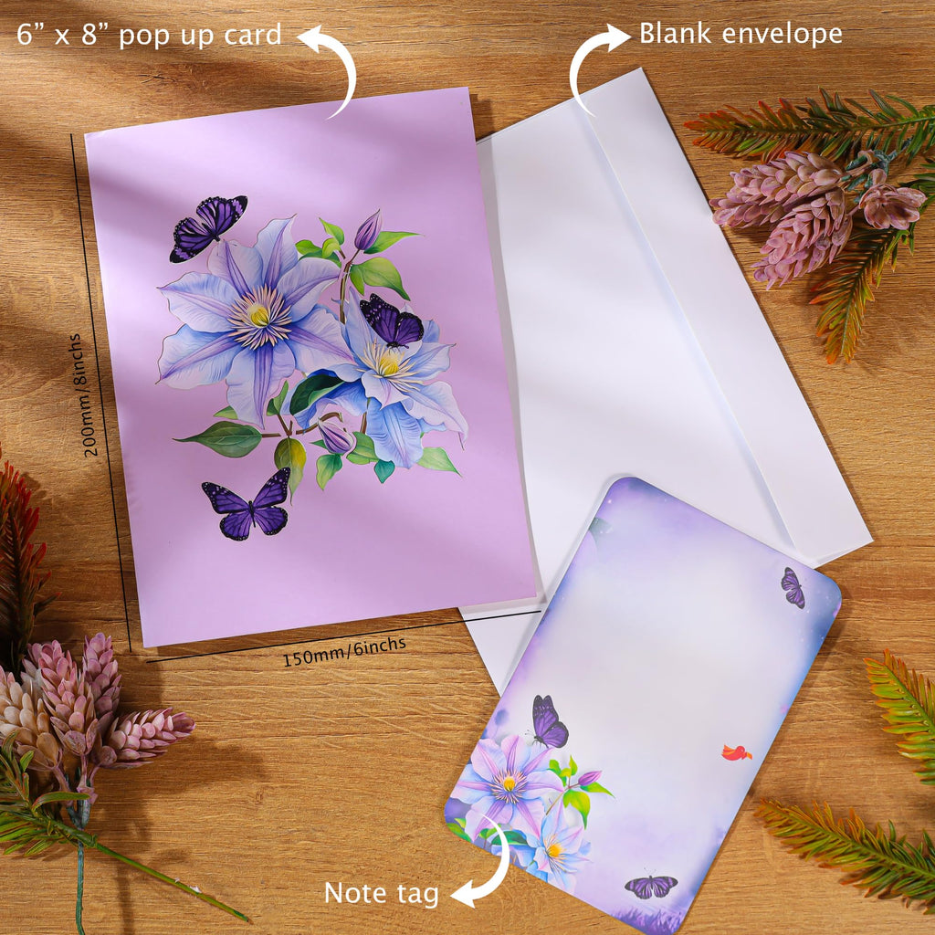 Sympathy Pop Up Card – 3D Butterflies Condolence Card, With Deepest Sympathy, Sorry for Your Loss Card for the Loss of a Loved One, Elegant Thinking of You Gift, 6 x 8 Inch, Includes Envelope