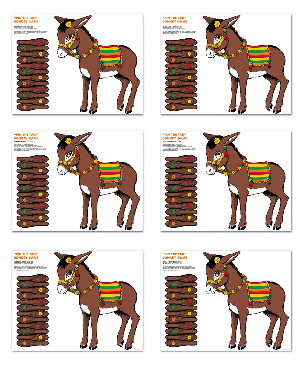 Beistle S66668AZ6 Donkey Games 6 Games
