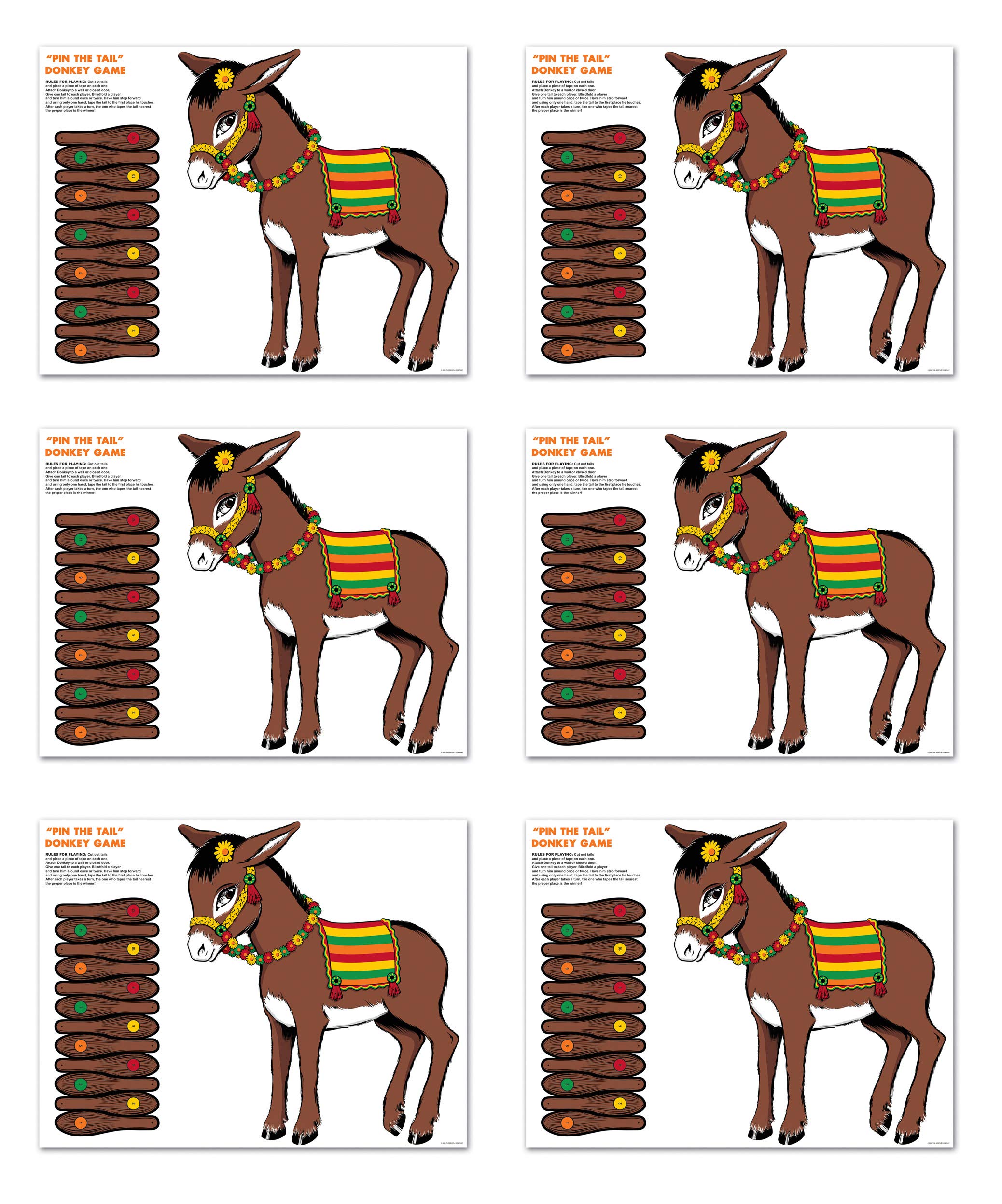 Beistle S66668AZ6 Donkey Games 6 Games