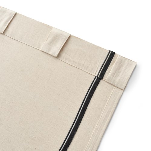 Martha Stewart Cream Light Filtering Window Curtains for Living Room - 50" x 84" - Set of 2 - Back Tab Panels - Embroidered Stripe Linen