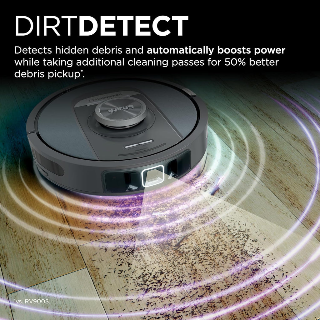 Shark PowerDetect Self-Empty Robot Vacuum - Auto Deep-Clean Carpets & Hard Floors, XL 60-Day HEPA Bagless, Black