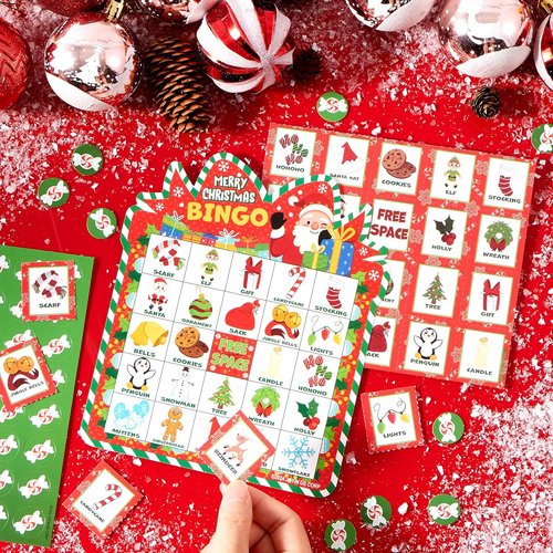 JOYIN Christmas Bingo Cards - 30 Players Holiday Game for Kids & Family Fun | Winter Party Activity