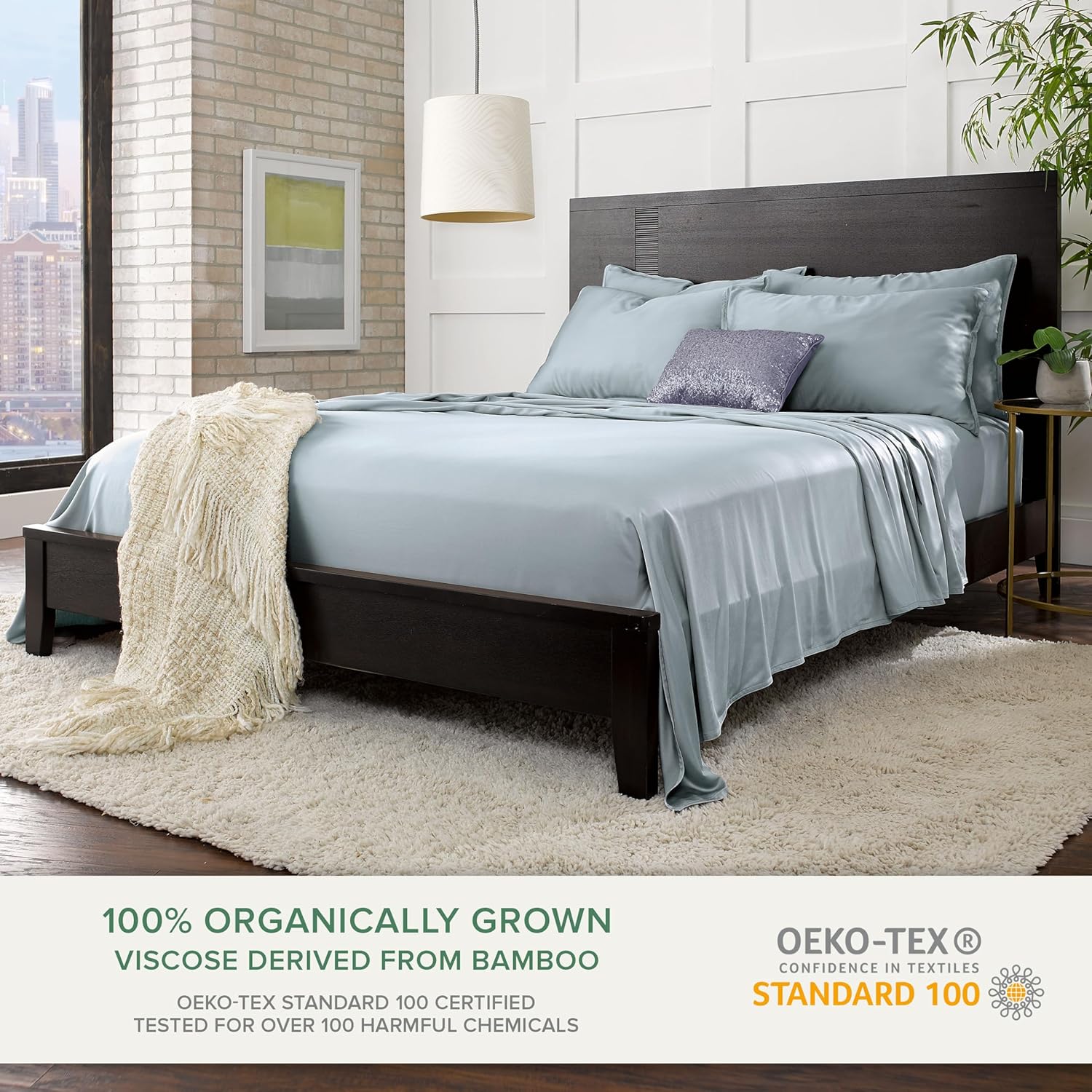 Pure Bamboo Full Bed Sheet Set - Luxuriously Soft & Cooling 100% Organic Viscose | Sterling Blue, 2-Year Quality Promise