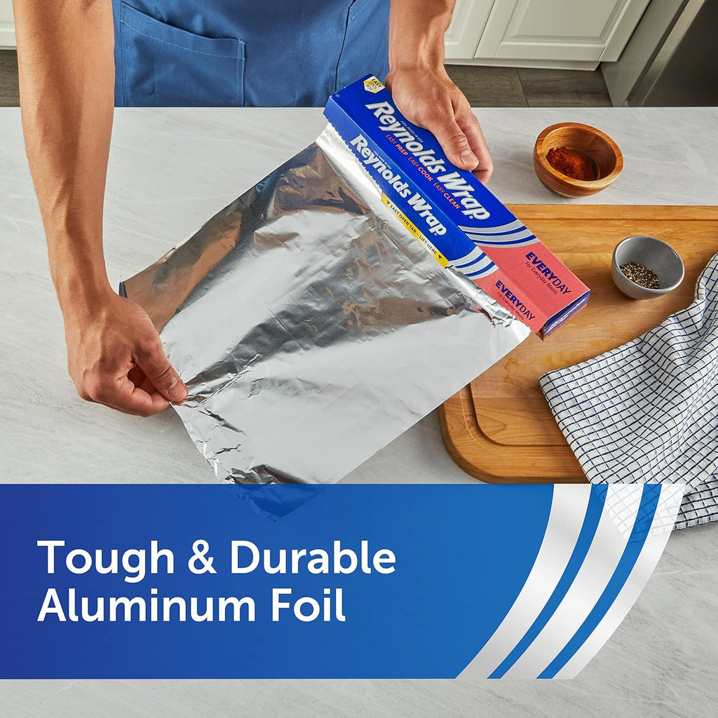Reynolds Wrap Aluminum Foil Roll - Everyday Strength, Freezer & Grill Safe, 12" Wide, 100 Sq. Ft.