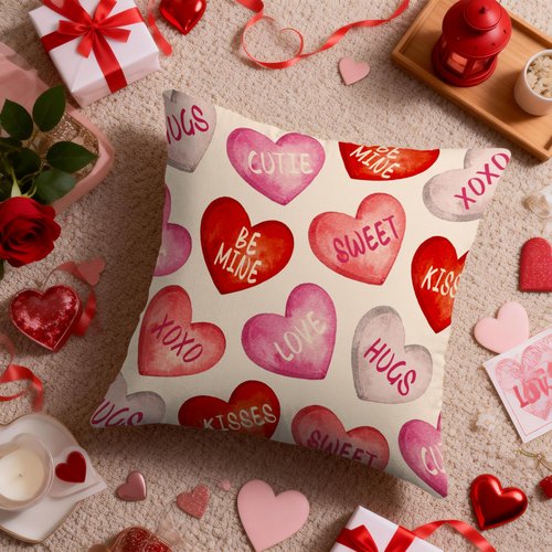 Sivirary Valentines Pillow Covers 18x18 Inch Set of 2 Pink Red Heart Valentine's Day Holiday Decorative Throw Pillowcases Anniversary Outdoor Farmhouse Cushion Cases Decor for Sofa Couch Bed
