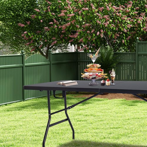 Byliable 6ft Folding Table - Portable Heavy Duty Plastic for Indoor/Outdoor Use | Black with Carrying Handle