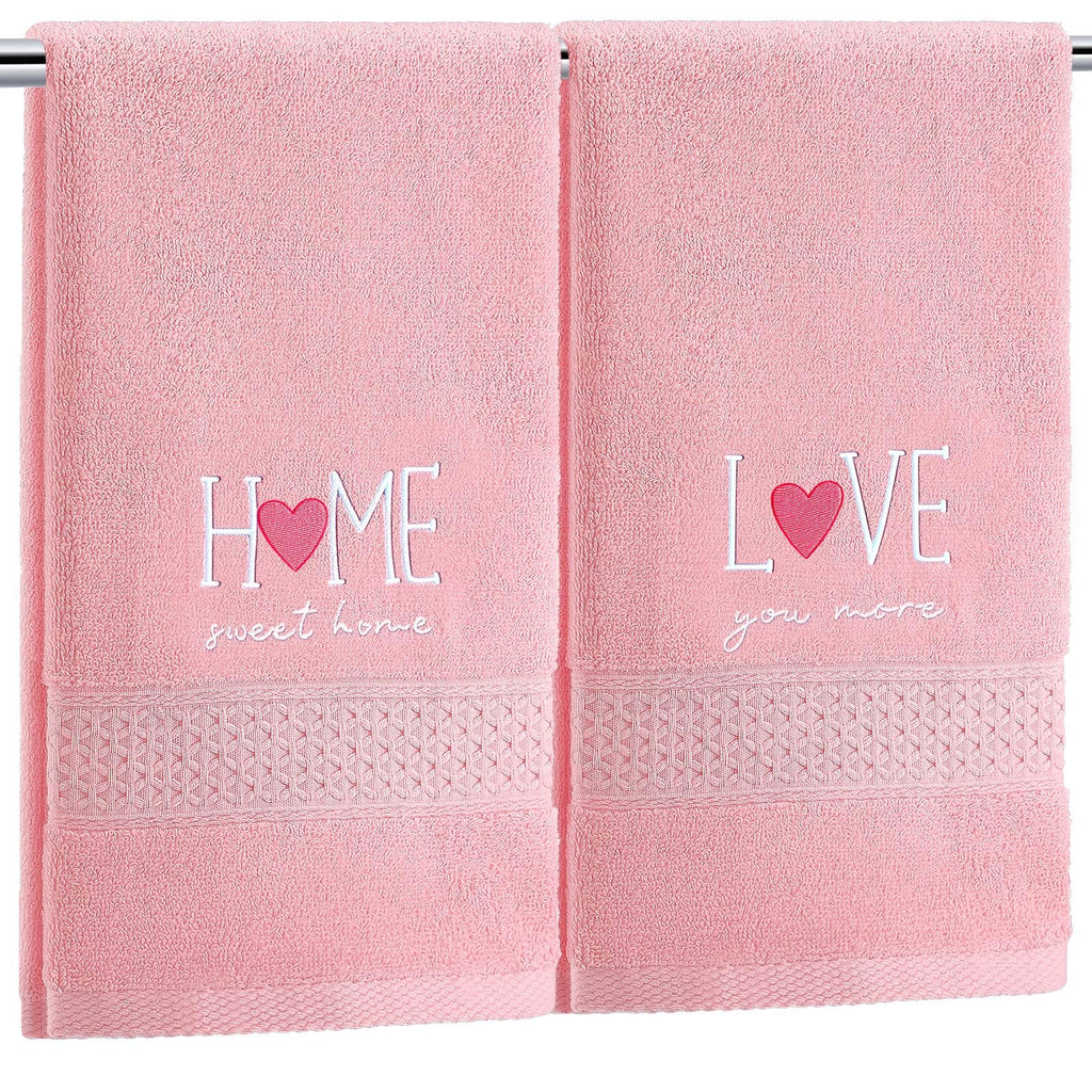 Tudomro 2 Pcs Easter Bunny Hand Towels Yellow Bathroom Decor 14x29 Inch Embroidered 100% Cotton Soft Absorbent Spring Floral Decorative Hand Towels for Bathroom Kitchen(Love)