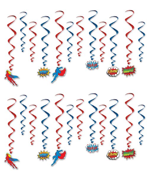 Beistle , 24 Piece Hero Whirls, 17"-31.5", Multicolored