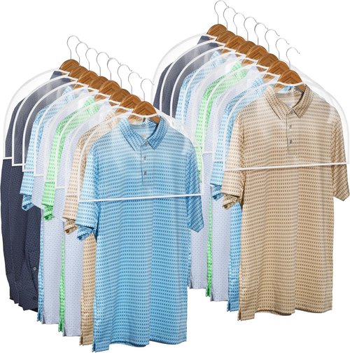 Handy Laundry Clear Vinyl Shoulder Covers - 16 Garment Protectors for Suits & Dresses | Dust-Free Storage