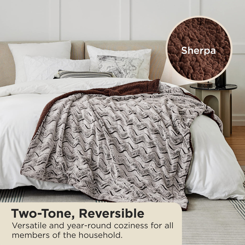 Bedsure Cozy Throw Blankets for Couch - Comfy Fuzzy Blankets and Throws，Warm Soft Plush Throws and Blankets for Sofa, Brown, 50x60 inches
