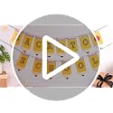 jijAcraft Pre-Strung Back to School Banner - Yellow Pencil & Apple Garland