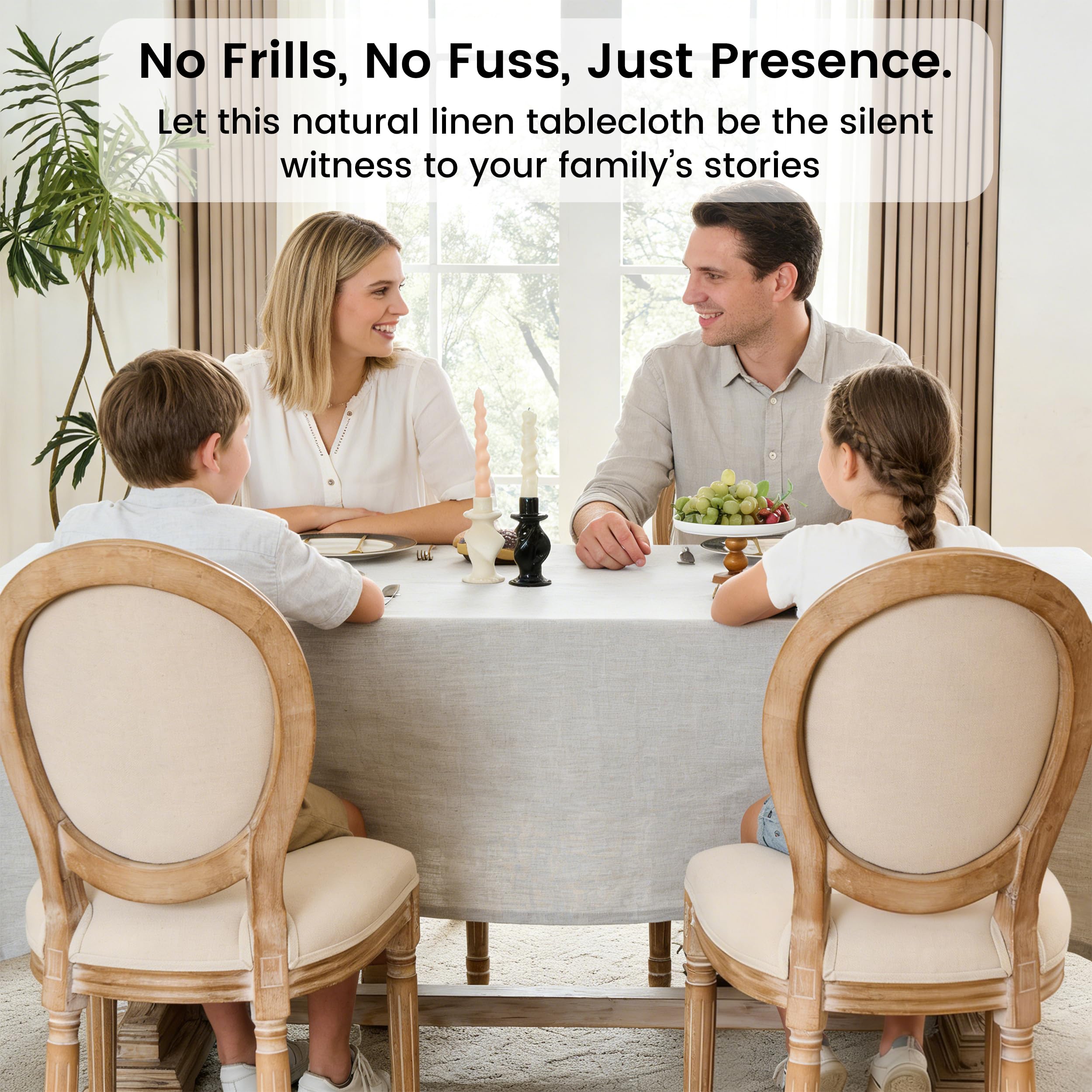 Simple&Opulence Natural Linen Tablecloth for Rectangle Tables-60×120 Inch, 100% Linen Farmhouse Tablecloth for 10-12 Seat Dining Table, Stonewashed Extra Large Tablecloth for Banquet, Dinner, Wedding