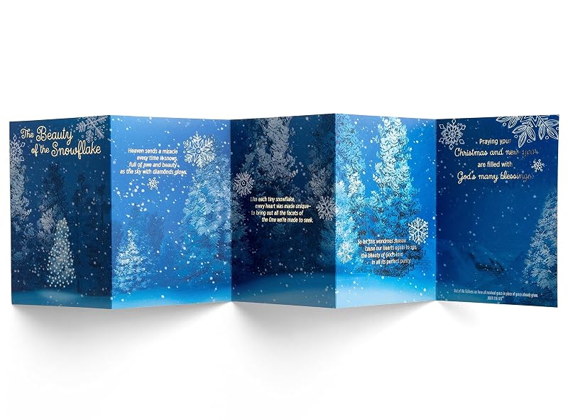 Five-Panel Christmas Card Set with Scripture – 18 Blue Snowflake Cards & Foil Enveloped Box