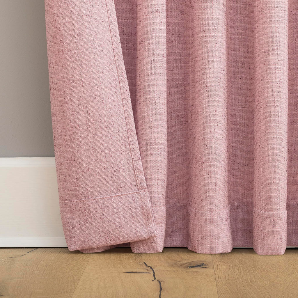 Sun Zero Roxy Generation Slub Texture Tacked Bow Semi-Sheer Tie Top Curtain Panel, 50" x 84", Pink