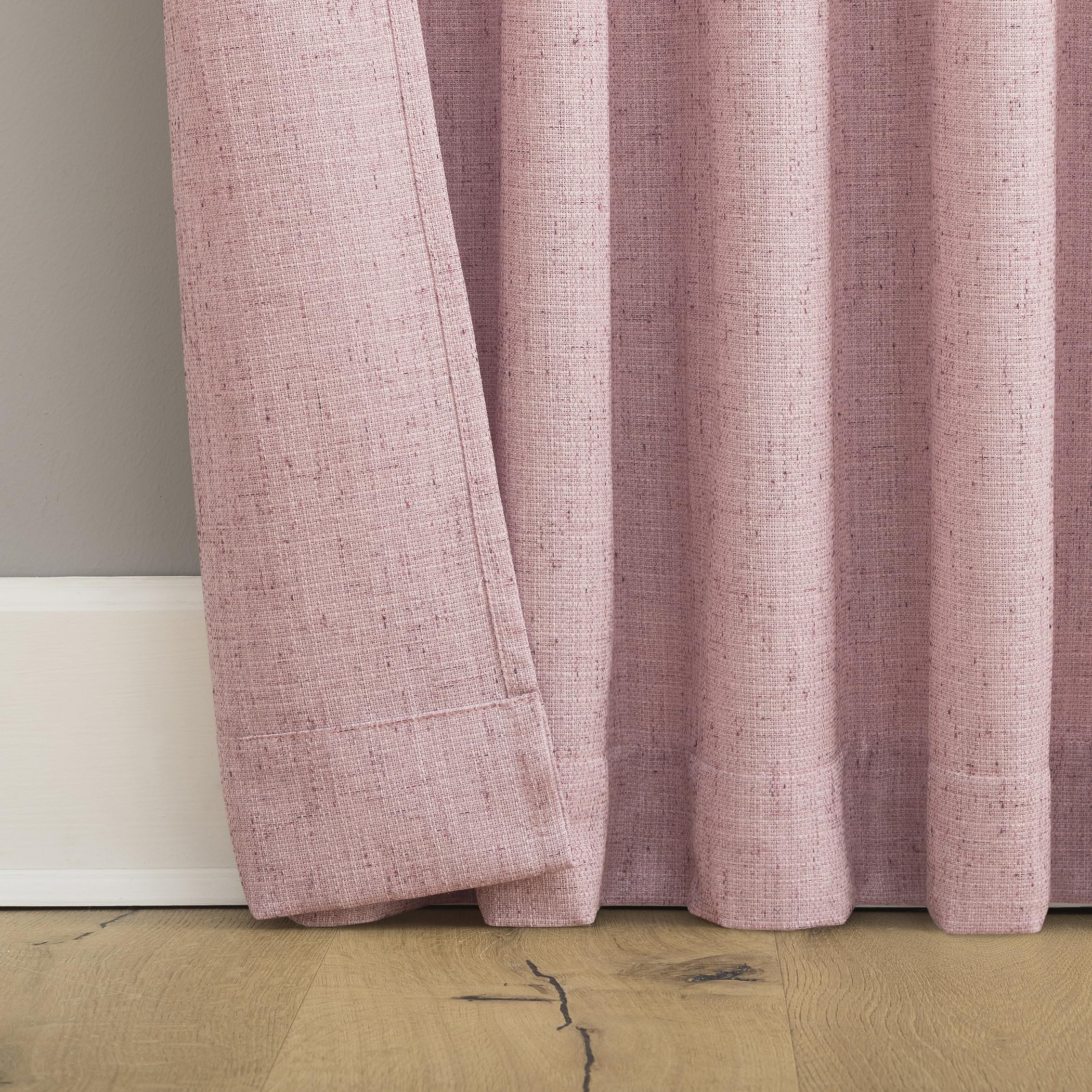 Sun Zero Roxy Generation Slub Texture Tacked Bow Semi-Sheer Tie Top Curtain Panel, 50" x 84", Pink