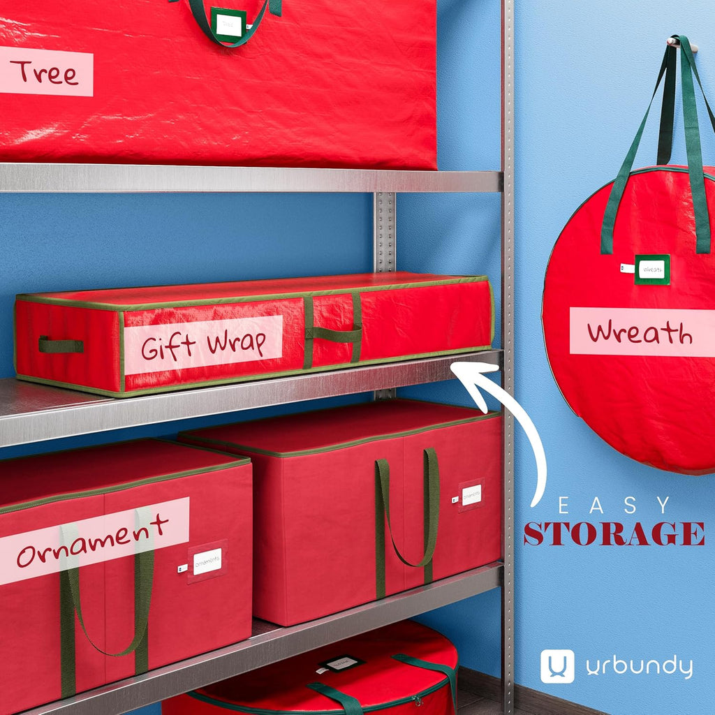 Regine Switzerland Heavy Duty Wrapping Paper Organizer - Red Storage Bag for Christmas Gifts