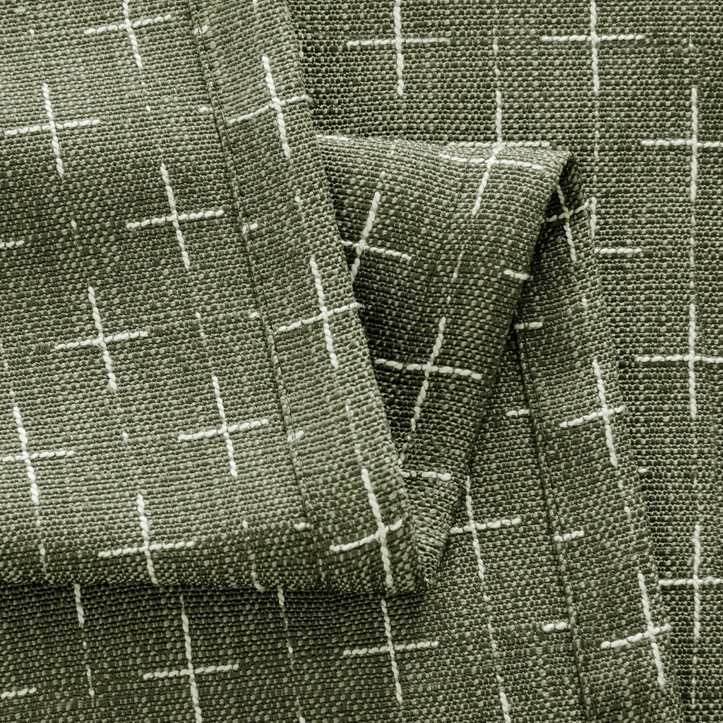 MIULEE Linen Curtains - Geometric Patterned Drapes for Living Room & Bedroom | 84-Inch Olive Green, 2 Panels Set