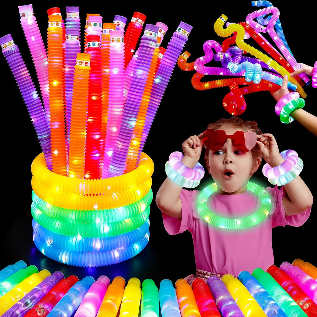 UrChoice Glow Sticks - 32PCS LED Pop Tubes & Glow Necklaces | Fun Party Favors for Birthdays & Weddings