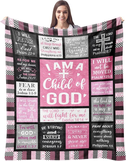 CUJUYO Christian Blanket - Inspirational "I Am a Child of God" Design | 60"x50" for Women & Girls