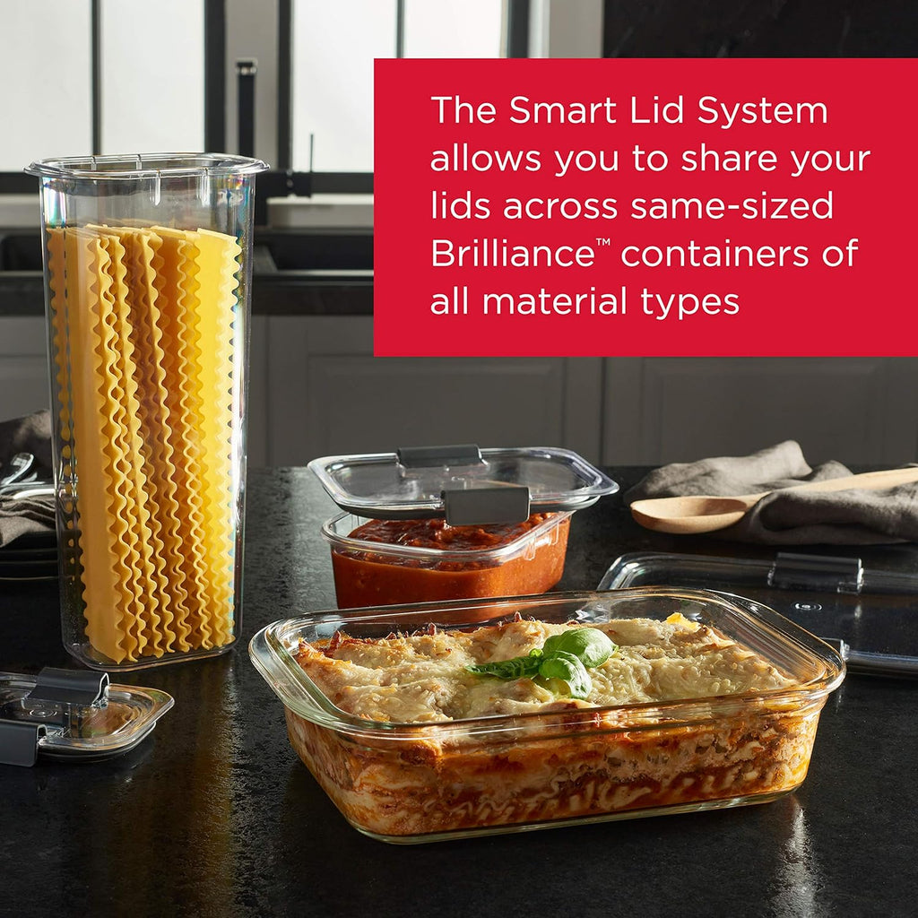 Rubbermaid Brilliance Glass Storage Containers - 4.7-Cup Set of 3 with Lids - Clear Design