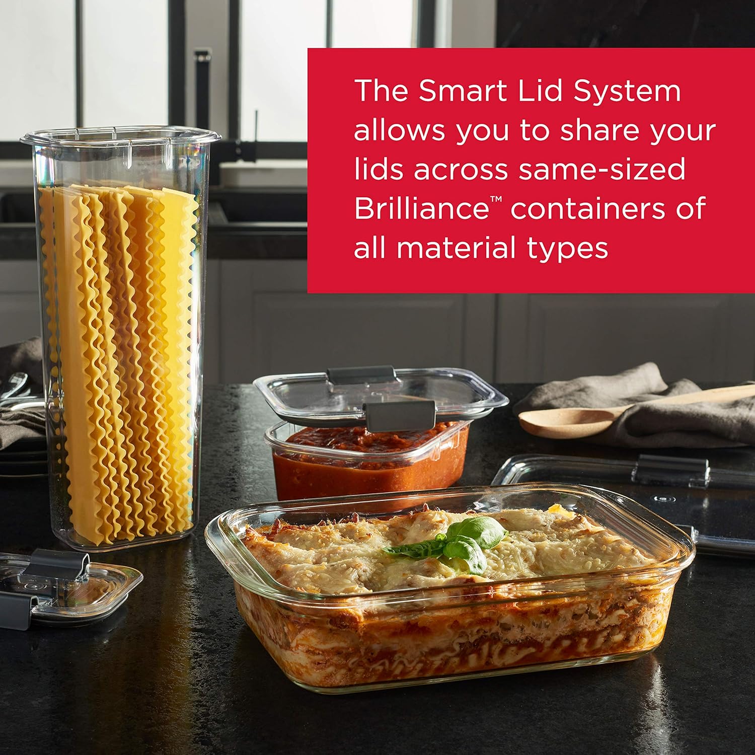 Rubbermaid Brilliance Glass Food Storage Containers - BPA-Free, Leak-Proof, 3.2 Cup, Set of 4 | Clear