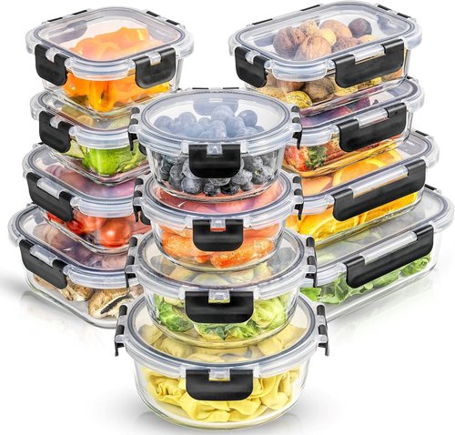 JoyJolt 24pc Borosilicate Glass Storage Containers - Airtight & Freezer Safe | Ideal for Meal Prep & Kitchen Organization