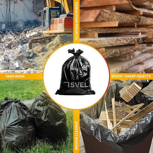 Heavy Duty Contractor Bags | 42 Gallon 2 Mil Thick Trash Bags for Construction & Outdoor Use (20 Count)
