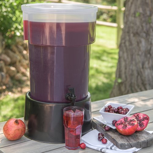 Carlisle FoodService Products Round Beverage Dispenser, Durable Drink Dispenser with Spigot and Sturdy Base for Catering, Events, and Parties, Plastic, 5 Gallons, Black