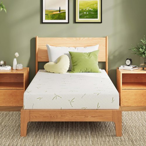 EGOHOME 5-Inch Twin Mattress - Cooling Green Tea Gel Memory Foam for Pressure Relief | Medium Firm Support, Fiberglass Free