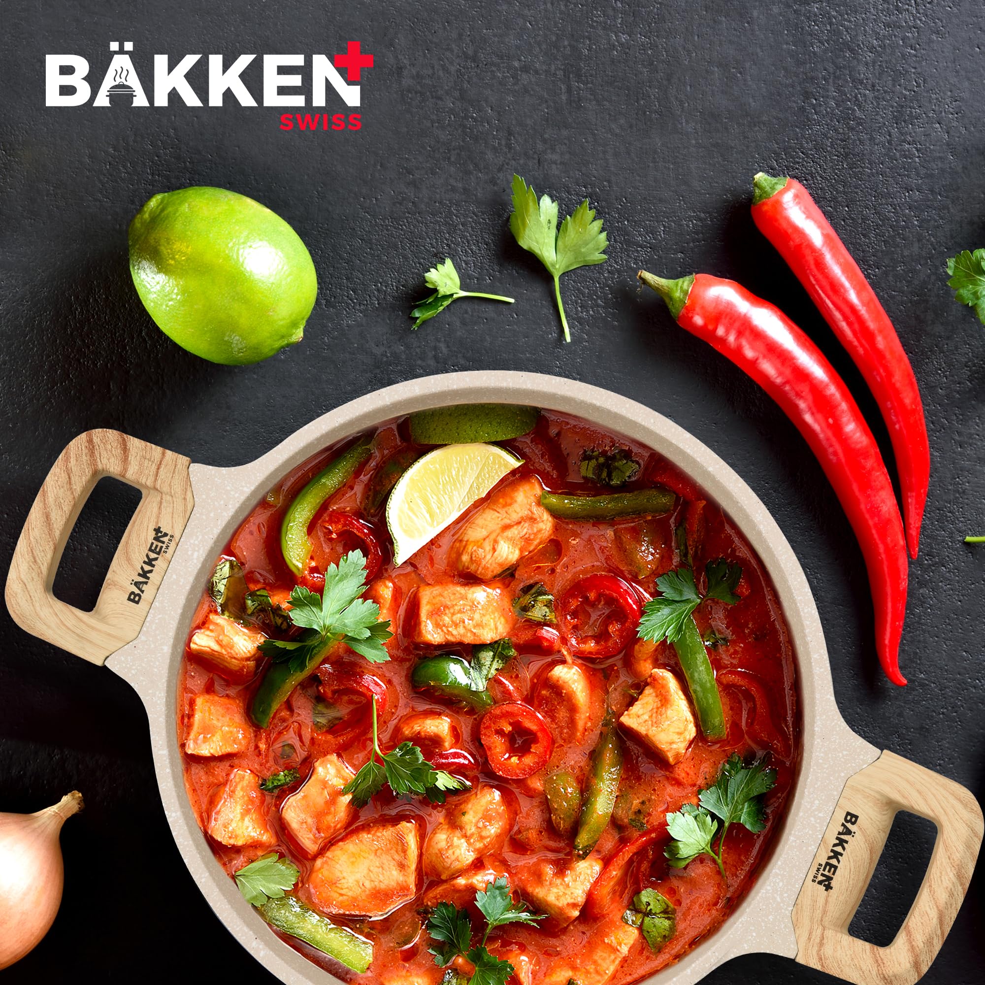 Bakken-Swiss 14-Piece Kitchen Cookware Set – Granite Non-Stick – Eco-Friendly – PFOA, PFOS, and PTFE Free for All Stoves & Oven-Safe,
