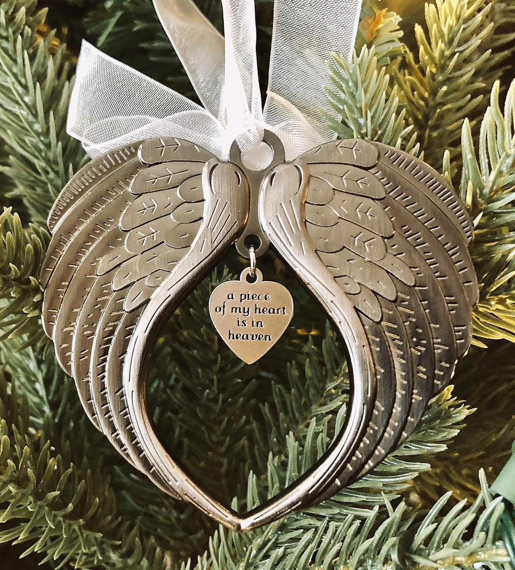 Angel Wings Christmas Ornaments by [Brand Name] - Double-Sided Memorial Ornament with Luxurious Silk Ribbon & Gift Bag