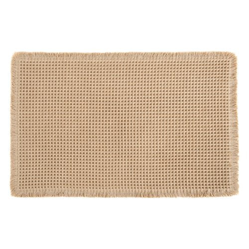 Hiasan Waffle Bath Mat, Super Absorbent Non Slip Bathroom Boho Rug with Tassels, Machine Washable Bath Mats for Bathroom, Ultra Soft Rubber Backed Rug, Brown, 20 x 32 Inches