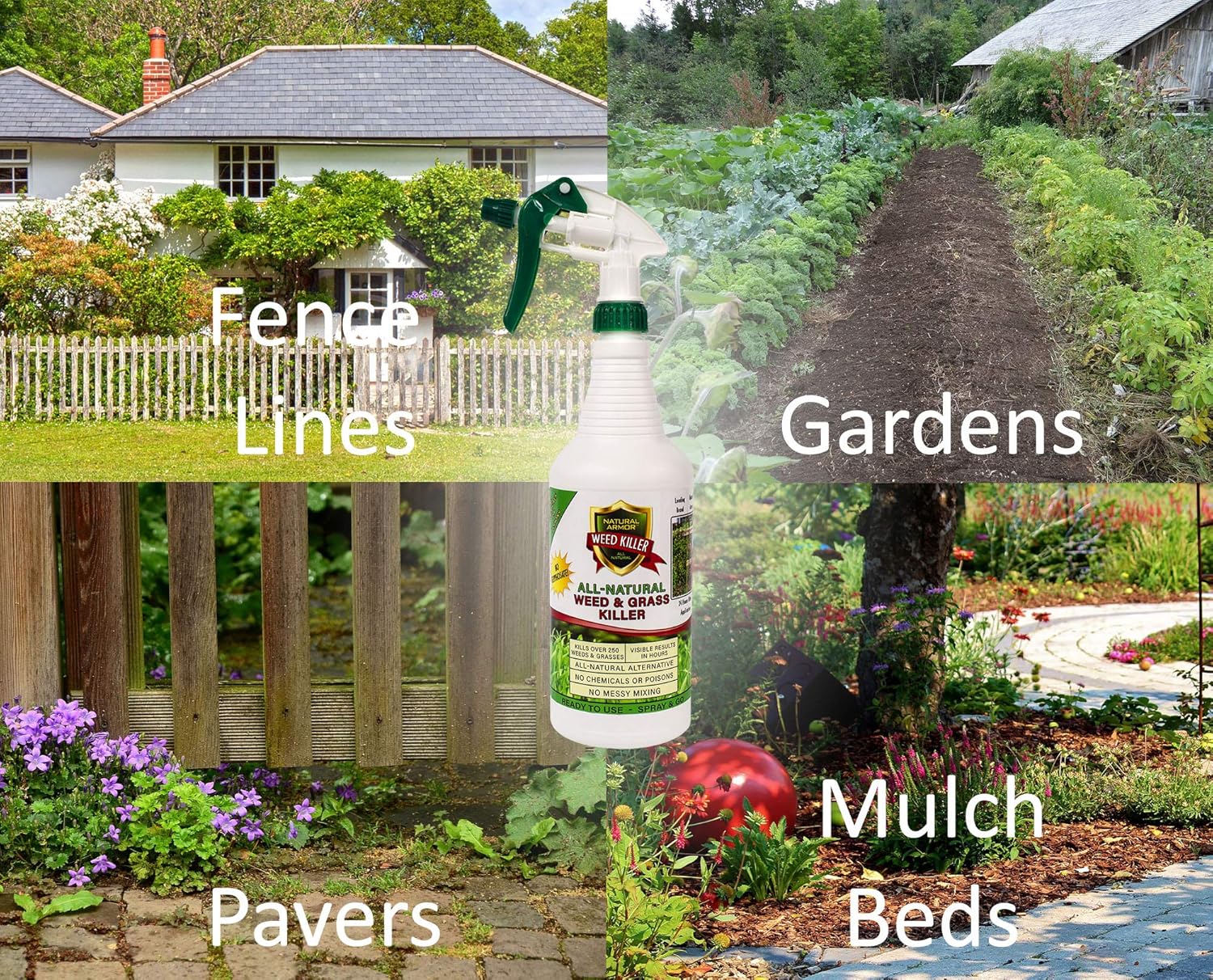 Natural Armor Weed & Grass Killer - All-Natural Concentrated Formula, Glyphosate-Free (128 Oz)
