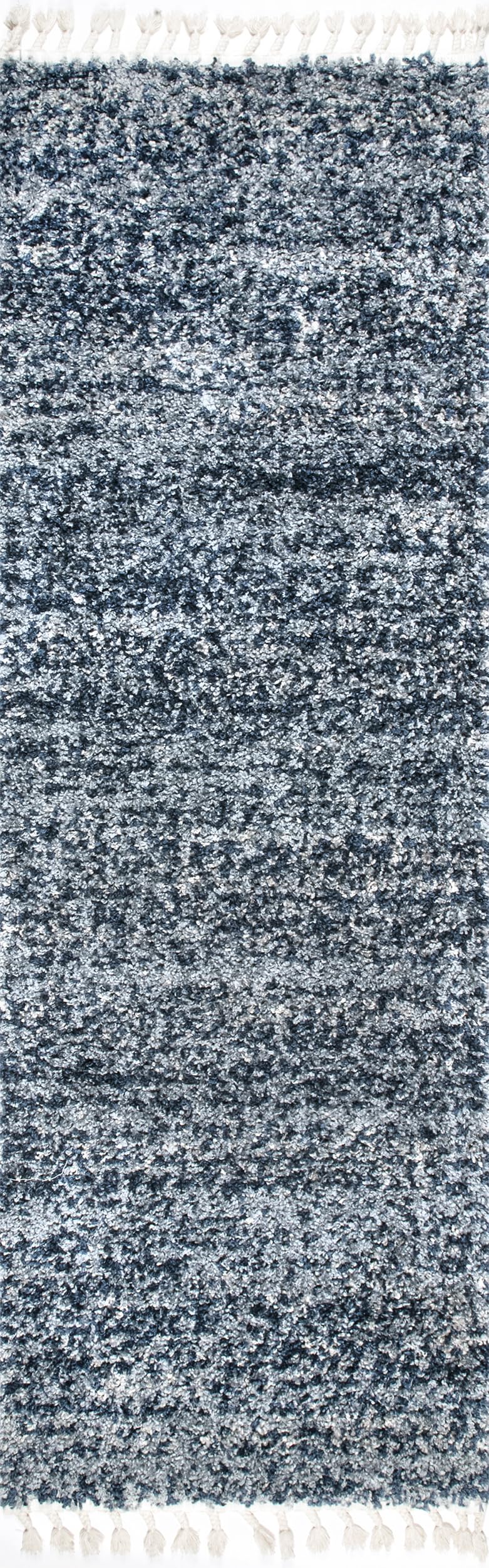 nuLOOM Brooke Shag Tasseled Area Rug - 2x8 Runner Shag Rug Casual Blue/Ivory Rugs for Living Room Bedroom Dining Room Nursery Entryway Hallway