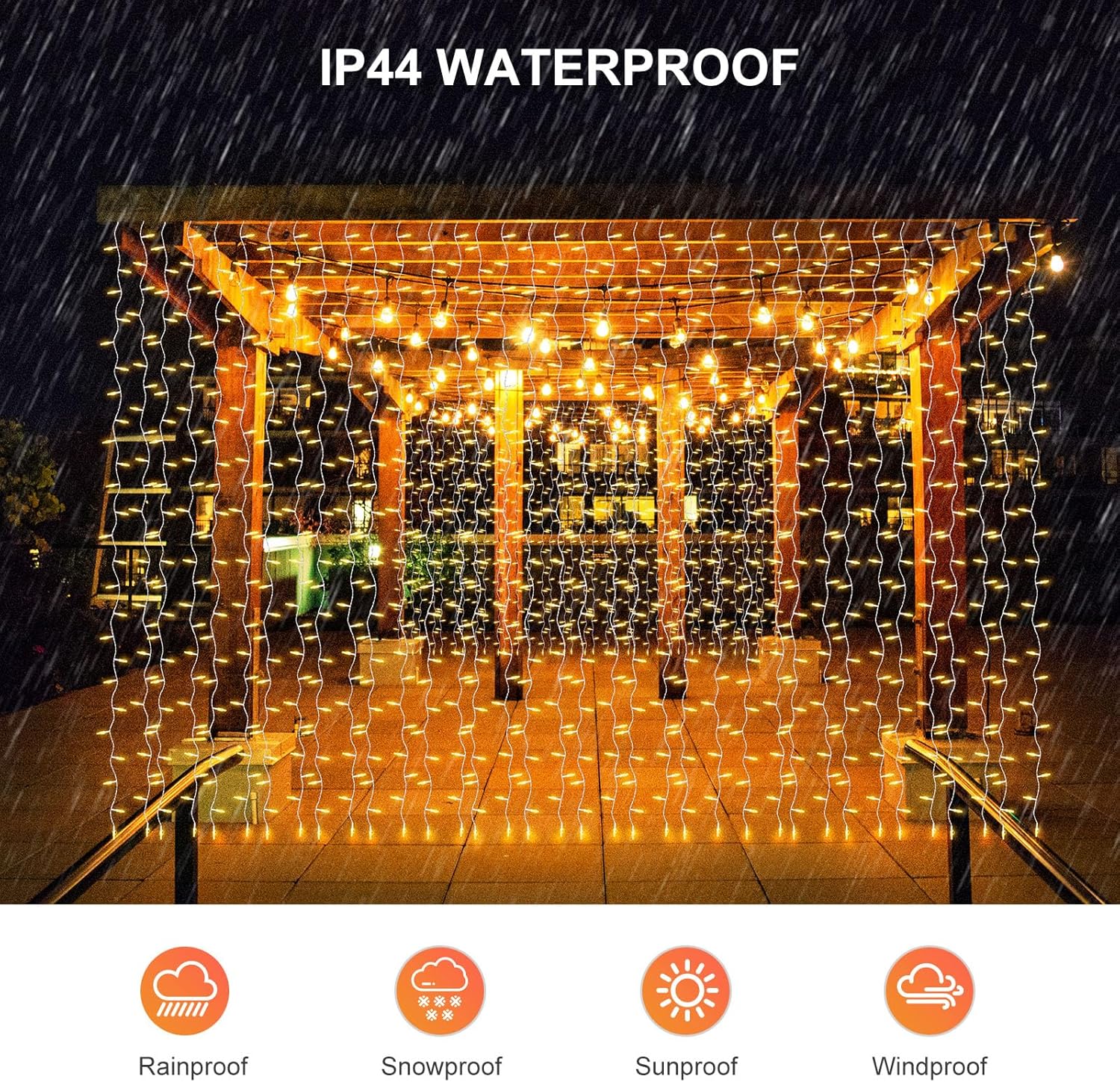 THKFUL Fairy Curtain Lights - 20 x 6.6FT 408LED Warm White String Lights | Waterproof Remote for Bedroom & Garden