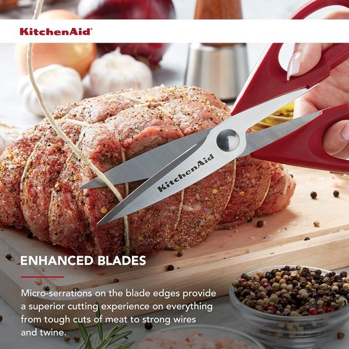 KitchenAid Kitchen Shears - Durable Stainless Steel Scissors with Soft Grip Handle | 8.72 Inch, Red