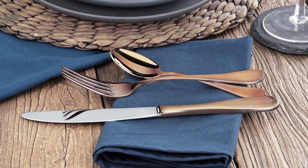 Artaste 56891 Rain 18/10 Stainless Steel Flatware 36-Piece Set, Copper Finish, Service for 12