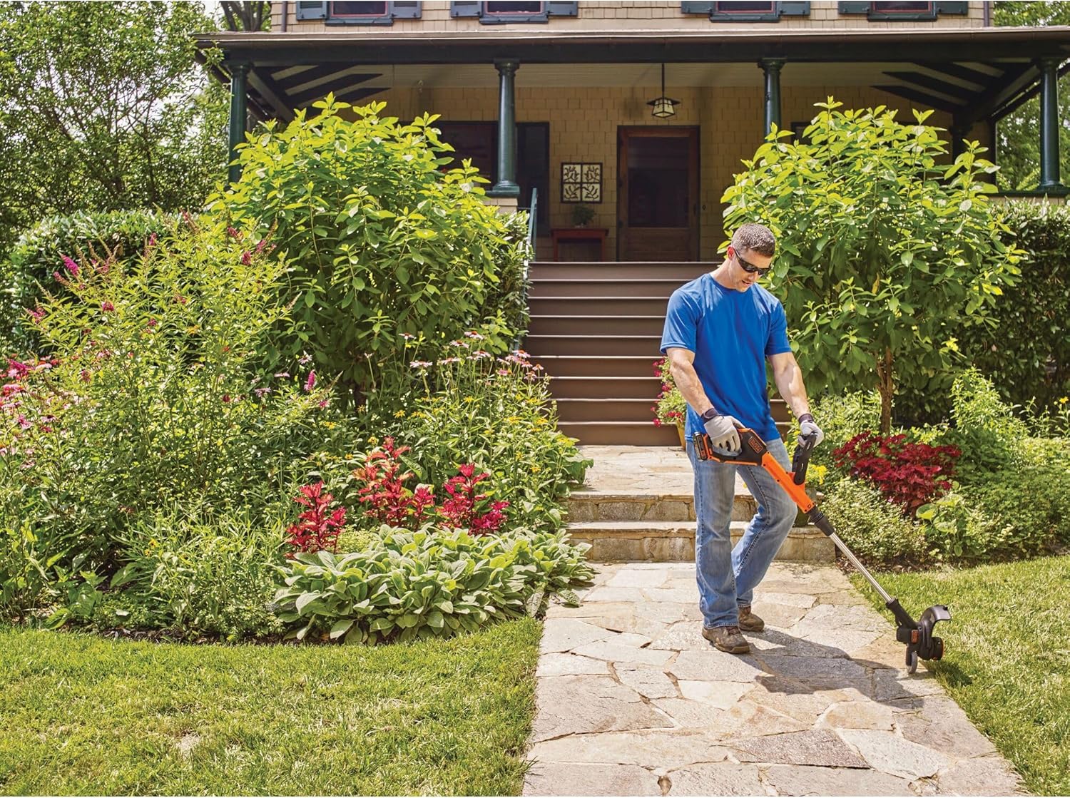 BLACK+DECKER 20V MAX String Trimmer & Edger - EasyFeed 12-Inch Cutting Width, 2-Speed Control, Battery Included