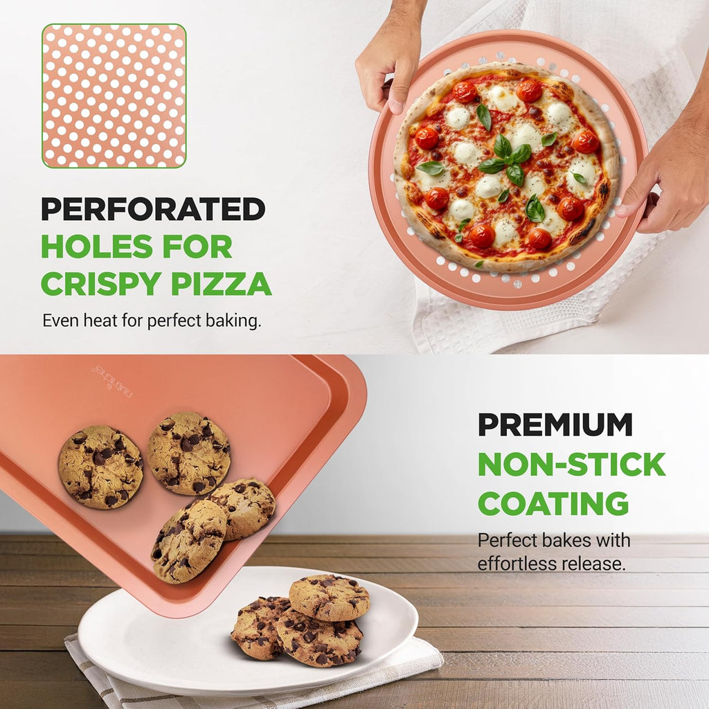 NutriChef 10-Piece Baking Pans Set - Non-Stick Carbon Steel Bakeware, Dishwasher Safe, Gray Finish