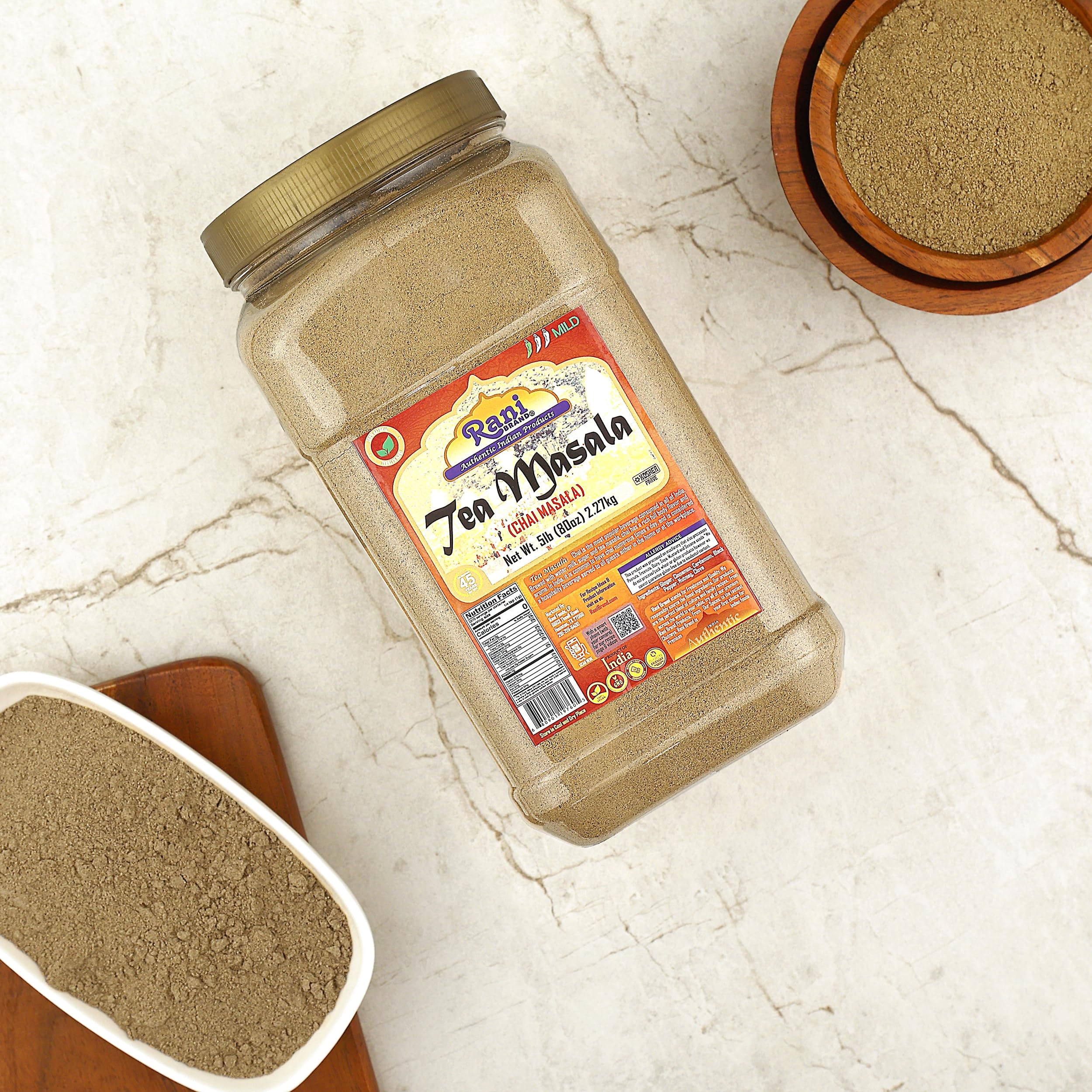 Rani Tea (Chai) Masala Indian Spice Blend 80oz (5lbs) 2.27kg Bulk PET Jar ~ All Natural | Vegan | Gluten Friendly | Salt & Sugar Free | NON-GMO | No Colors | Indian Origin